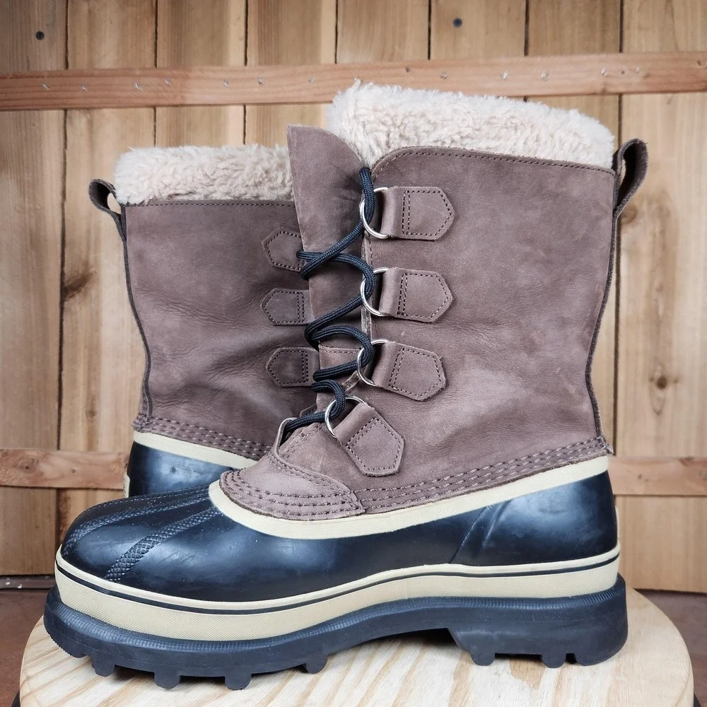 Sorel Caribou NM1000-238 Boots Mens 8.5 Brown Nubuck Waterproof Insulated Snow‎